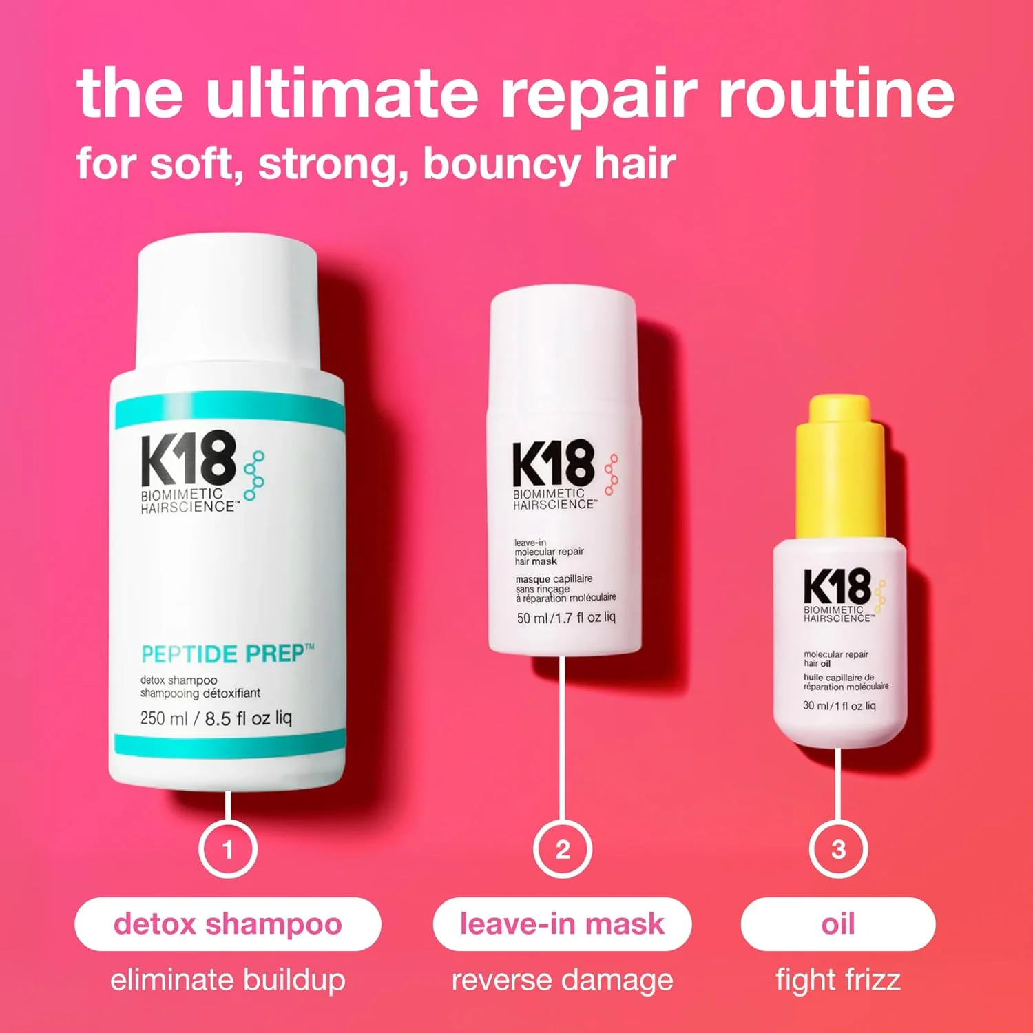 K18 Leave-In Molecular Repair Hair Mask application