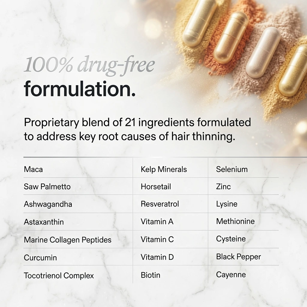 Nutrafol Women's Balance ingredients including saw palmetto, ashwagandha and maca